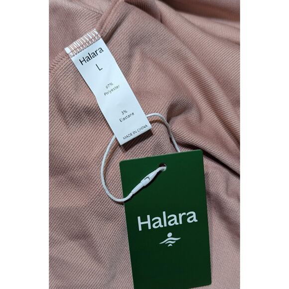 Halara Dress Large Rose Pink Hooded Sweatshirt V Neck Pocket Waffle Knit Casual - Picture 9 of 16